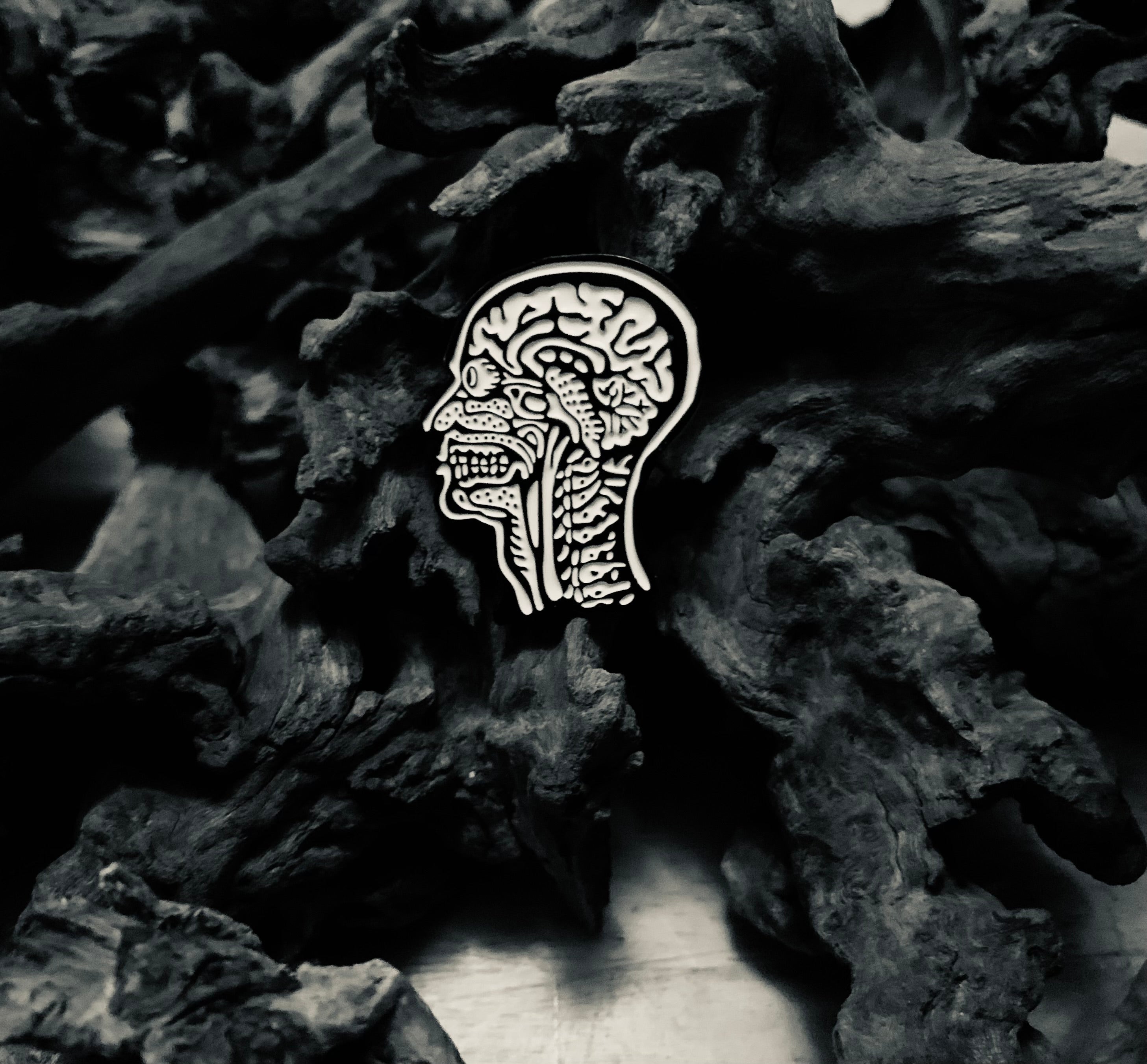 Black and White Sagittal Magnetic Resonance Imaging (MRI) Pin